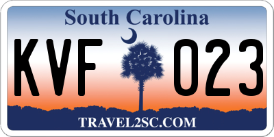 SC license plate KVF023