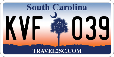 SC license plate KVF039