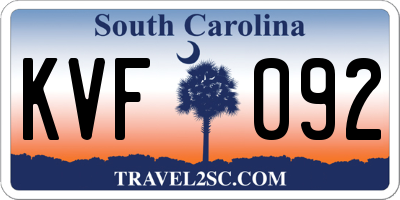 SC license plate KVF092