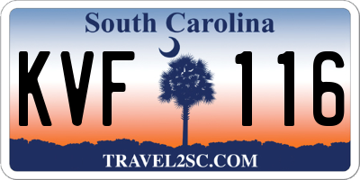 SC license plate KVF116