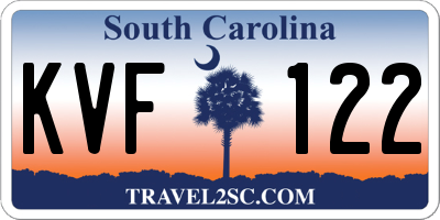 SC license plate KVF122