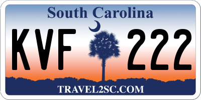 SC license plate KVF222