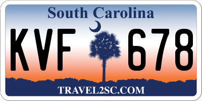 SC license plate KVF678