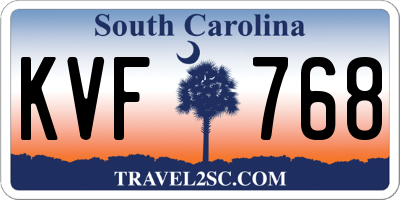 SC license plate KVF768