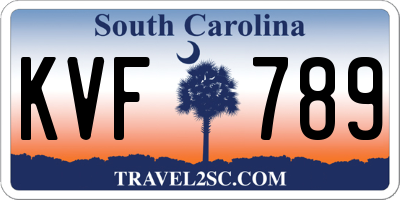 SC license plate KVF789