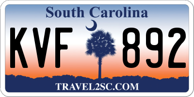SC license plate KVF892