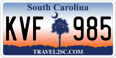 SC license plate KVF985