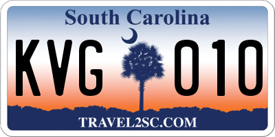 SC license plate KVG010