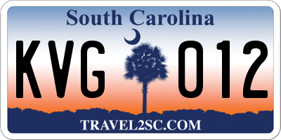 SC license plate KVG012