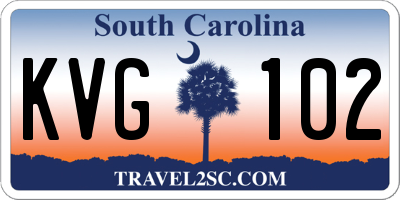 SC license plate KVG102