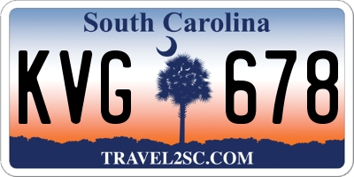 SC license plate KVG678