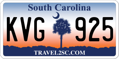 SC license plate KVG925