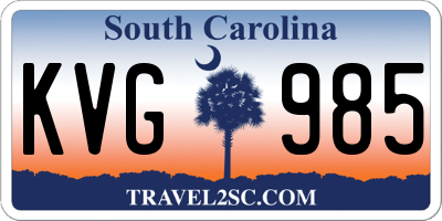 SC license plate KVG985