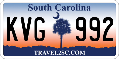 SC license plate KVG992