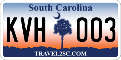 SC license plate KVH003