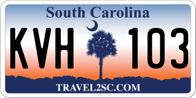 SC license plate KVH103