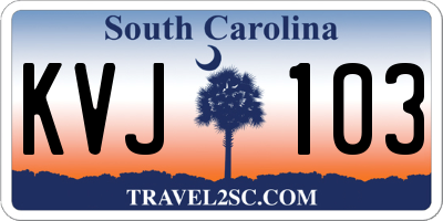 SC license plate KVJ103