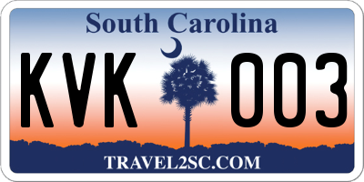 SC license plate KVK003