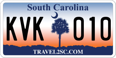SC license plate KVK010