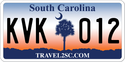 SC license plate KVK012