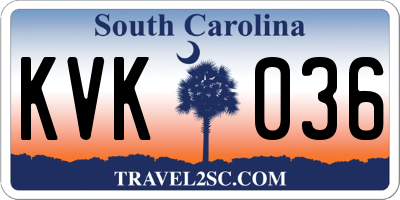 SC license plate KVK036