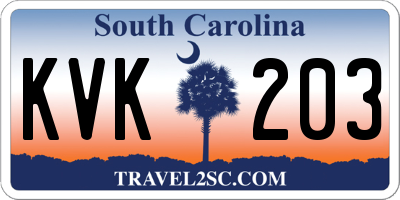 SC license plate KVK203