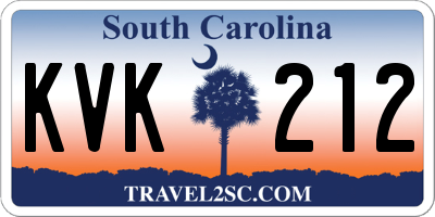 SC license plate KVK212