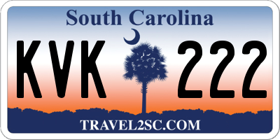 SC license plate KVK222