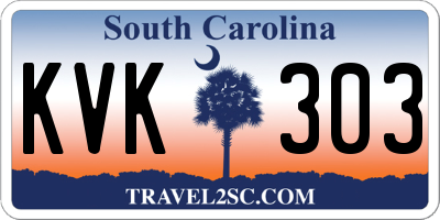 SC license plate KVK303