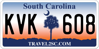 SC license plate KVK608