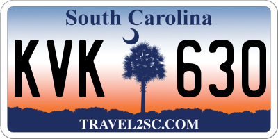 SC license plate KVK630