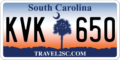 SC license plate KVK650