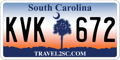 SC license plate KVK672