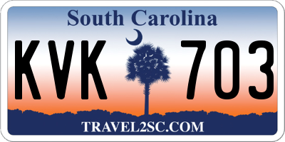 SC license plate KVK703