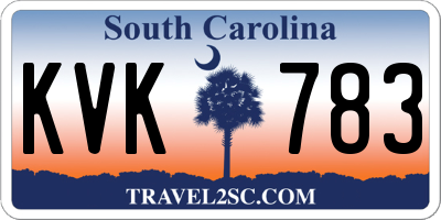 SC license plate KVK783