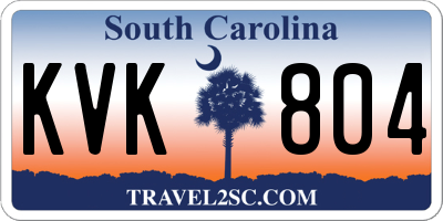 SC license plate KVK804