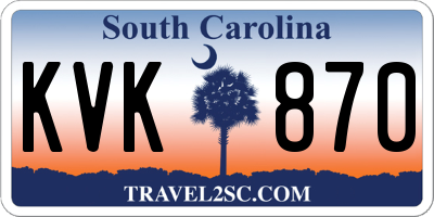 SC license plate KVK870
