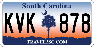 SC license plate KVK878