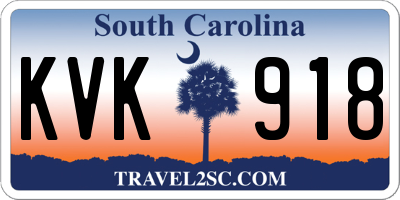 SC license plate KVK918