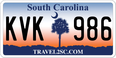 SC license plate KVK986