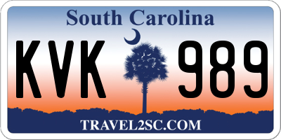 SC license plate KVK989
