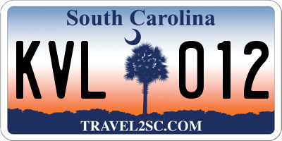 SC license plate KVL012