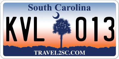 SC license plate KVL013