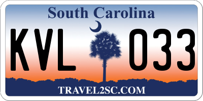SC license plate KVL033
