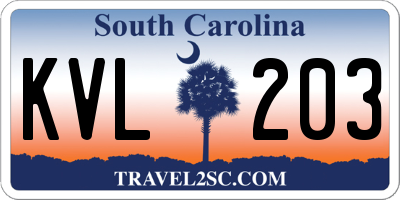 SC license plate KVL203