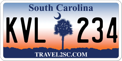 SC license plate KVL234