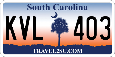 SC license plate KVL403