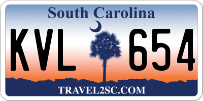 SC license plate KVL654