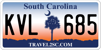 SC license plate KVL685