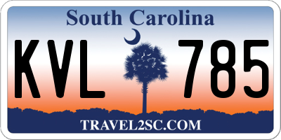 SC license plate KVL785